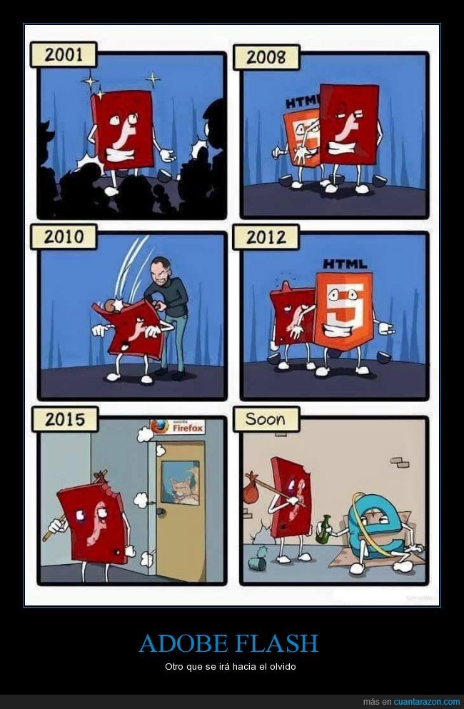 gracias flash pero no te recordaremos,HTML5 es el futuro,HTML5 es vida,HTML5 es amor,IE,adobe,steve jobs,firefox,mozilla,android